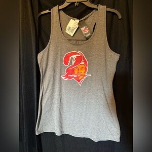 New Era Gray Fitted Tank Top with Orange Accents